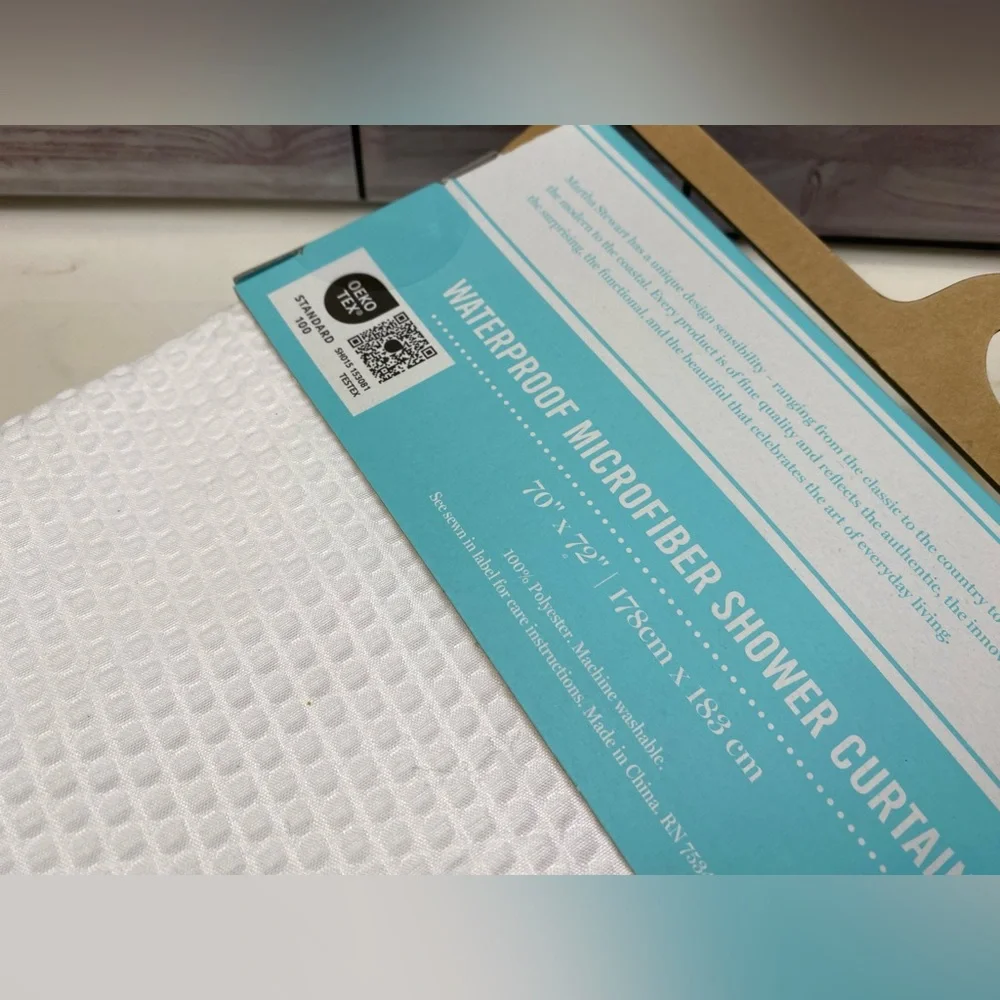 Martha Stewart ❤️Shower Curtain Liner waterproof soft microfiber white New